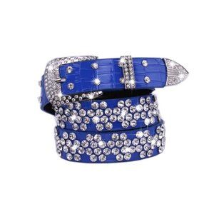 Handmade Rhinestone Studded Big Buckle Belt Accessory For Jeans Shorts, #10